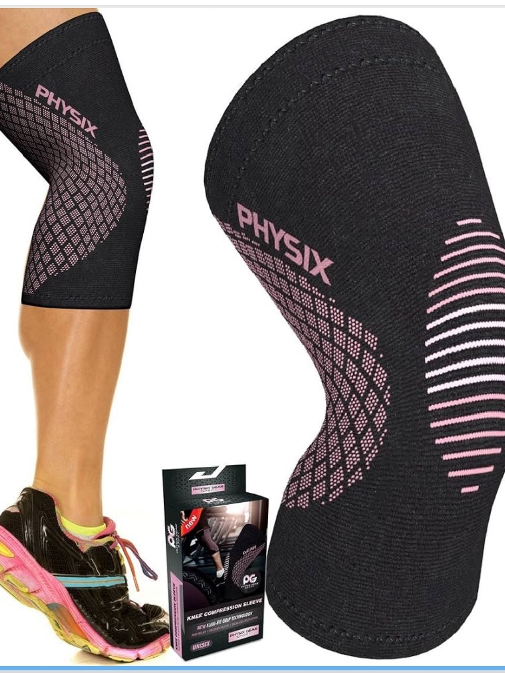 Physix Gear Knee Compression Sleeve for Men & Women M Pink NIB